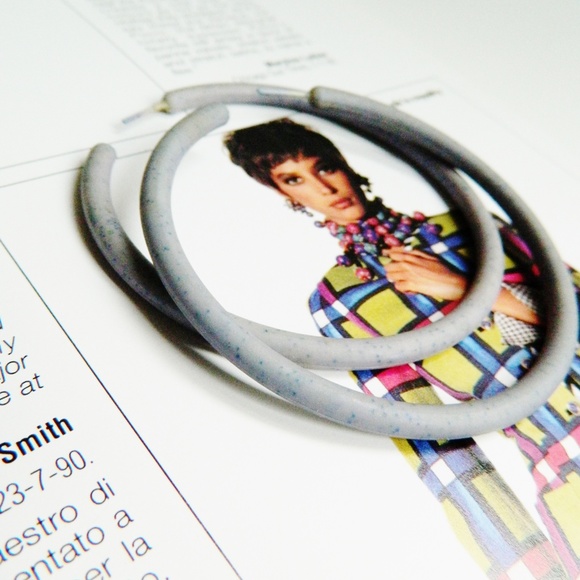 Big Grey Blue Hoop Earrings - Picture 4 of 5